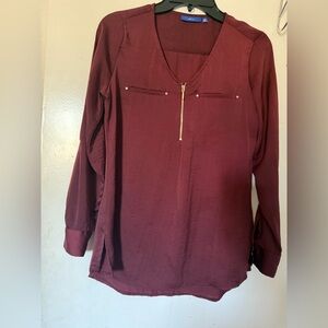 Women's Burgundy V-Neck Top